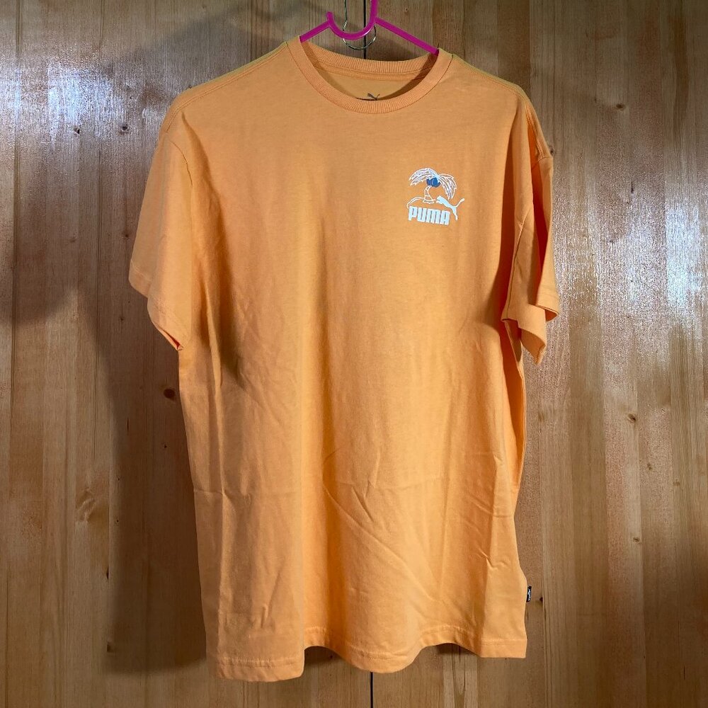NEW! PUMA MID 90S XL Extra Large Boys Graphic Print T-Shirt Tee Shirt Orange